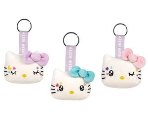 Grandi Giochi Hello Kitty Porte-clés Kawaii - Porte n peluche Hello Kitty souple, 3 modèles différents, couleur pastel non sélectionnables, idée cadeau pour enfants et passionnés à partir de 10