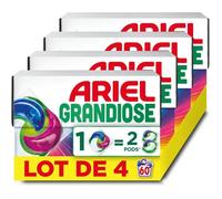 Grandiose PODS,Lessive Liquide En Capsules 60 Lavages (4 x 15 Capsules),Couleurs Éclatantes 2 X Action Détachante et Anti-Odeur