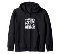 Grandma Makes Magic with A Needle Couture Humour Sweat à Capuche