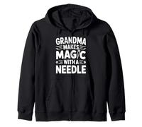 Grandma Makes Magic with A Needle Couture Humour Sweat à Capuche