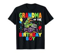 Grandma Of The Birthday Boy Dinosaure T-Rex Monster Truck T-Shirt