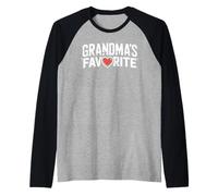 Grandma's Favorite Cœur gravé sur Bois Vieilli Manche Raglan