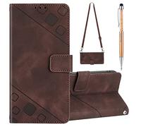 Grandoin Coque pour Huawei P Smart Z/Y9 Prime 2019/Honor 9X avec Cordon, Réglable Lanyard Housse Rabat Portefeuille Cuir Etui, Slim TPU Silicone Bumper Magnétique Housse, Antichoc Wallet Case (Brun)