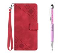 Grandoin Coque pour iPod Touch 7/6/5, Rabat Portefeuille Cuir Etui, Slim TPU Silicone Bumper Magnétique Housse, Flip Porte Cartes avec Fonction Support Cover, Wallet Case iPod Touch 7/6/5 (Rouge)