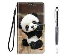 Grandoin Coque pour Oppo A57S/A57 2022/A77 5G/Realme V23, Mode Bookstyle Désign Étui de Protection Housse en PU Cuir avec Portefeuille Fermeture Magnétique Fentes pour Cartes (Panda)