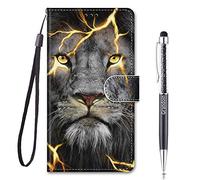 Grandoin Coque pour Samsung A23 5G, Housse Galaxy A23 5G, Etui Samsung A23, Coque Protection Samsung A23, Rabat/Clapet Cuir Portefeuille Livre Emplacement Carte Flip/Folio Phone Case (Lion)