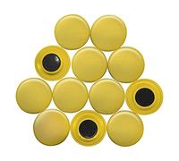 Grands Aimants de Bureau de Planification Jaune pour Réfrigérateur, Tableau Blanc, Tableau D'Affichage de 40mm dia x 8mm de Haut - Pack de 12