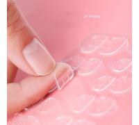INF Grands autocollants adhésifs double face pour ongles, 24 pièces Transparent