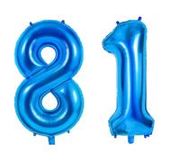 Grands ballons à l'hélium n°81 pour décoration de fête d'anniversaire de 81e anniversaire - Ballons à l'hélium pour femmes et hommes - 101,6 cm - Bleu foncé - Ballons à l'hélium pour décorations de