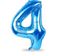 Grands Ballons Bleus En Forme De Chiffres Pour Garçons Et Hommes - 101,6 Cm - Grand Format - Numéro 4 - Film Aluminium Mylar - Auto-Gonflant - Ballons Numéros 0-9 - Pour Garçons Et Hommes - Pour 4E 4