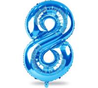 Grands Ballons Bleus En Forme De Chiffres Pour Hommes Et Garçons - 101,6 Cm - Grand Format - Numéro 8 - Film Aluminium Mylar - Auto-Gonflant - Ballons Numéros 0-9 - Ballons Numéros 0-9 - Pour Hommes