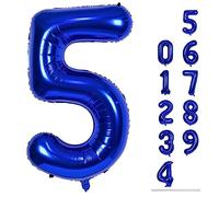 Grands ballons bleus marine - 101,6 cm - Film aluminium chiffres 0-9 - Auto-gonflant - Ballons d'anniversaire pour garçons - Ballons blancs pour anniversaire, Nouvel An