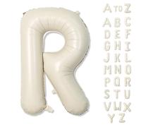 Grands ballons de mots en feuille d'aluminium avec lettres de l'alphabet - 40 pouces (101,6 cm) - Crème, beige et blanc - Grands ballons gonflables nominatifs pour décoration de fête d'anniversaire
