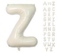 Grands ballons en aluminium en forme de lettres de l'alphabet Z pour décoration de fête d'anniversaire de femme - 101,6 cm - beige - autogonflant