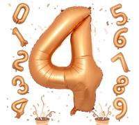 Grands ballons en aluminium mylar en forme de chiffre 4 - 101,6 cm - Auto-gonflant - Ballons numéros 0 à 9 - pour enfants filles - pour décoration de fête d'anniversaire