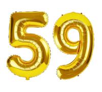 Grands ballons en forme de chiffre 59 pour décoration de fête d'anniversaire - 101,6 cm - Grands ballons dorés numéros 59 pour femmes, hommes et mères - pour décoration de fête d'anniversaire de