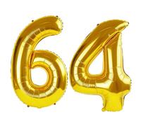 Grands ballons en forme de chiffre 64 pour décoration de fête d'anniversaire - 101,6 cm - Grand format n° 64 - Pour femme, homme et mère - Pour décoration de fête d'anniversaire de mariage - Grands