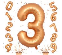 Grands ballons en forme de chiffre pour filles - 101,6 cm - Film aluminium mylar - Auto-gonflant - Grand ballon en forme de chiffre 3 - Ballons décoratifs de fête pour anniversaire d'enfant - Orange