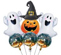 Grands ballons fantômes et citrouille effrayante, ballons en aluminium pour fournitures de fête d'Halloween, décorations d'anniversaire effrayantes en forme de citrouille