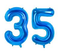Grands ballons n° 35 pour décoration de fête d'anniversaire de 35 ans - Grand format n°35 - Pour femmes, hommes et lui - 101,6 cm - Bleu foncé - Ballons à l'hélium pour décorations de fête de 35 ans