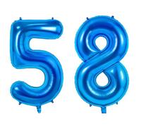 Grands ballons n° 58 pour décoration de fête d'anniversaire de 58 ans - Ballons à l'hélium pour femmes, hommes et mères - 101,6 cm - Bleu foncé - Ballons à l'hélium pour décorations de fête de 58 ans