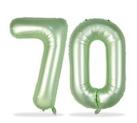 Grands ballons vert sauge en forme de chiffre 70 - 101,6 cm - Grand format - Numéro 7 & 0 - Film aluminium - Auto-gonflant - Ballons pour femmes - pour 70e anniversaire - pour décoration de fête