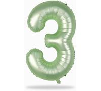 Grands ballons verts sauge en forme de chiffres pour femmes - 101,6 cm - Grand format - Numéro 3 - Film aluminium mylar - Auto-gonflant - Ballons numéros 0-9 - pour garçons filles et garçons - Ballons
