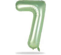 Grands ballons verts sauge en forme de chiffres pour garçons filles et garçons - 101,6 cm - Grand format - Numéro 7 - Film aluminium mylar - Numéro 7 - Auto-gonflant - Ballons numéros 0-9 - Décoration