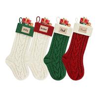 Grands bas de Noël amusants personnalisés de 40,6 cm avec patchs en cuir avec nom gravé, décoration de vacances pour cheminée familiale, décoration de cheminée