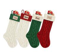 Grands bas de Noël personnalisés en vrac avec patchs en cuir gravés au laser - 40,6 cm - Pour décoration de fête