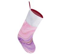 Grands bas de Noël pour sacs cadeaux, décorations de sapin de Noël classiques pour décorations d'arbre, ornement de Noël en marbre rose violet avec boucle de suspension pour cheminée