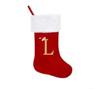 Grands bas de vacances tricotés avec lettres de l'alphabet brodées pour une utilisation saisonnière à suspendre sur une cheminée ou un arbre pour contenir des friandises et des petits objets (L)