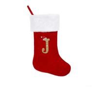 Grands bas de vacances tricotés avec lettres de l'alphabet brodées pour une utilisation saisonnière à suspendre sur une cheminée ou un arbre pour contenir des friandises et des petits objets (J)