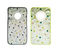 NOVAGO Lot de 2 Grands Bavoirs bébé et Maternelle évolutif 100% Coton Super Confort et Doux, col élastique Facile a Enfiler, Poche de Rangement