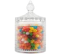 Grands bocaux à bonbons en verre avec couvercles - 650 ml - Vintage - En relief - Pour biscuits, noix, fruits secs, biscuits - Bocaux décoratifs pour buffet de bonbons, boîte à bijoux, bocal