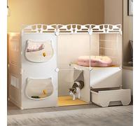 Grands chenils de Chat à 2/3, Cages de Chat à l'intérieur, Villa de Chat Transparente, litière de Chats fermée, détachable, Espace de liberté (Taille: 107x47x72cm) YYuan
