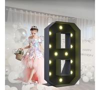 Grands Chiffres Et Lettres Noirs Néon À LED, Lettres en Mosaïque, Adaptés Aux Décorations de Fond de Fête de Fiançailles, de Mariage Et d'anniversaire(8,100cm/40in)
