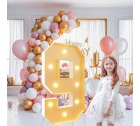 Grands chiffres lumineux de 0,7 m, lettres géantes éclairées pour décoration de fête d'anniversaire, chiffres en mosaïque pour ballons, anniversaires de mariage, Noël