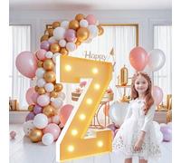 Grands chiffres lumineux de 0,7 m, lettres géantes éclairées pour décoration de fête d'anniversaire, chiffres en mosaïque pour ballons, anniversaires de mariage, Noël