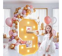 Grands chiffres lumineux de 0,7 m, lettres géantes éclairées pour décoration de fête d'anniversaire, chiffres en mosaïque pour ballons, anniversaires de mariage, Noël