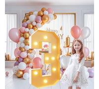 Grands chiffres lumineux de 0,7 m, lettres géantes éclairées pour décoration de fête d'anniversaire, chiffres en mosaïque pour ballons, anniversaires de mariage, Noël