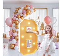 Grands chiffres lumineux de 0,7 m, lettres géantes éclairées pour décoration de fête d'anniversaire, chiffres en mosaïque pour ballons, anniversaires de mariage, Noël