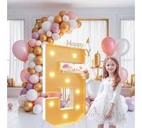 Grands chiffres lumineux de 0,7 m, lettres géantes éclairées pour décoration de fête d'anniversaire, chiffres en mosaïque pour ballons, anniversaires de mariage, Noël