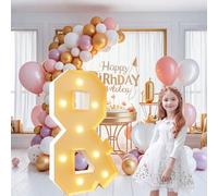 Grands chiffres lumineux de 0,7 m, lettres géantes éclairées pour décoration de fête d'anniversaire, chiffres en mosaïque pour ballons, anniversaires de mariage, Noël