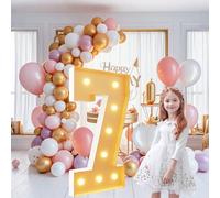 Grands chiffres lumineux de 0,7 m, lettres géantes éclairées pour décoration de fête d'anniversaire, chiffres en mosaïque pour ballons, anniversaires de mariage, Noël