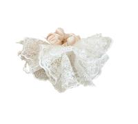 Grands chouchous tricotés en dentelle for femmes, adorables chignons de princesse, accessoires for queue de cheval(White lace)