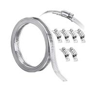 Grands Colliers De Serrage Réglables 9,8 Pieds, Engrenage À Vis Sans Fin, En Acier Inoxydable, 6 Attaches, Bande