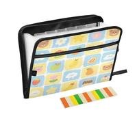 Grands dossiers à 13 poches format A4 avec fermeture éclair pour affaires Motif ours jaune et bleu à carreaux