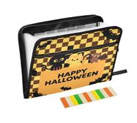 Grands dossiers à 13 poches format A4 avec fermeture éclair pour bureau, école, Halloween, chauve-souris, chat noir