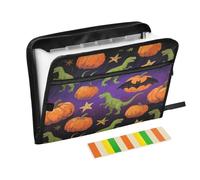 Grands dossiers à 13 poches format A4 avec fermeture éclair pour l'école, la maison, le bureau, la salle de classe, orange mauvais Halloween dinosaure para guardar documentos